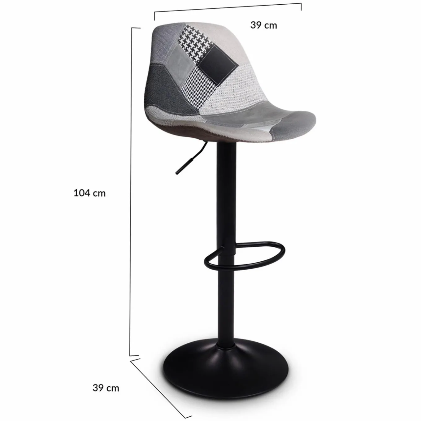 IDMarket Lot de 2 tabourets de bar noirs réglables patchworks noirs, gris et blancs* Collection Contemporaine|Tabourets De Bar