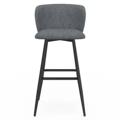 IDMarket Lot de 4 tabourets de bar assise en tissu gris foncé et pieds en métal noir* Collection Contemporaine|Tabourets De Bar