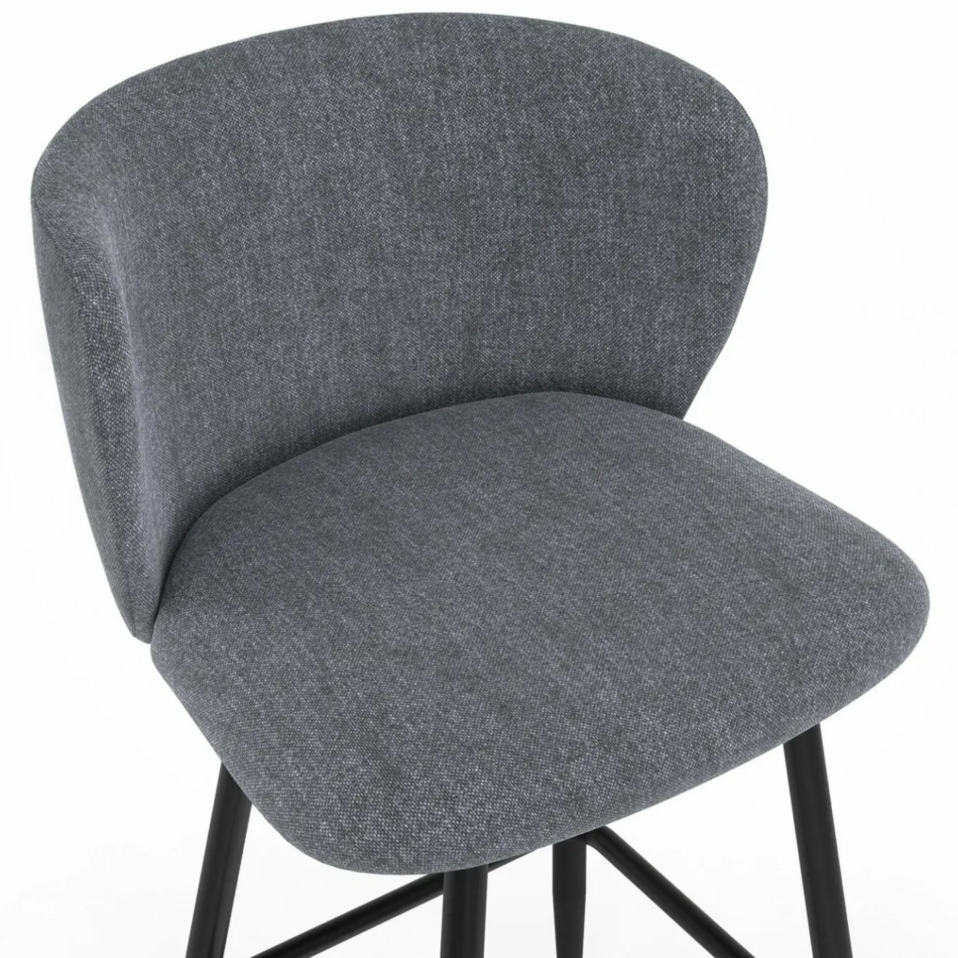 IDMarket Lot de 4 tabourets de bar assise en tissu gris foncé et pieds en métal noir* Collection Contemporaine|Tabourets De Bar