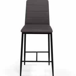 IDMarket Lot de 4 tabourets de bar en PVC gris rembourrés* Collection Contemporaine|Tabourets De Bar