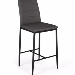 IDMarket Lot de 4 tabourets de bar en PVC gris rembourrés* Collection Contemporaine|Tabourets De Bar