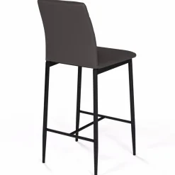 IDMarket Lot de 4 tabourets de bar en PVC gris rembourrés* Collection Contemporaine|Tabourets De Bar