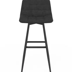 IDMarket Lot de 2 tabourets de bar en velours noir* Collection Vintage|Tabourets De Bar