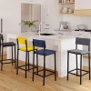 IDMarket Lot de 4 tabourets de bar en velours et métal mix color : bleu, gris et jaune* Tabourets De Bar