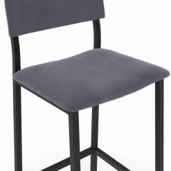 IDMarket Lot de 4 tabourets de bar en velours et métal mix color : bleu, gris et jaune* Tabourets De Bar