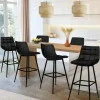 IDMarket Lot de 6 tabourets de bar en velours noir* Collection Vintage|Tabourets De Bar