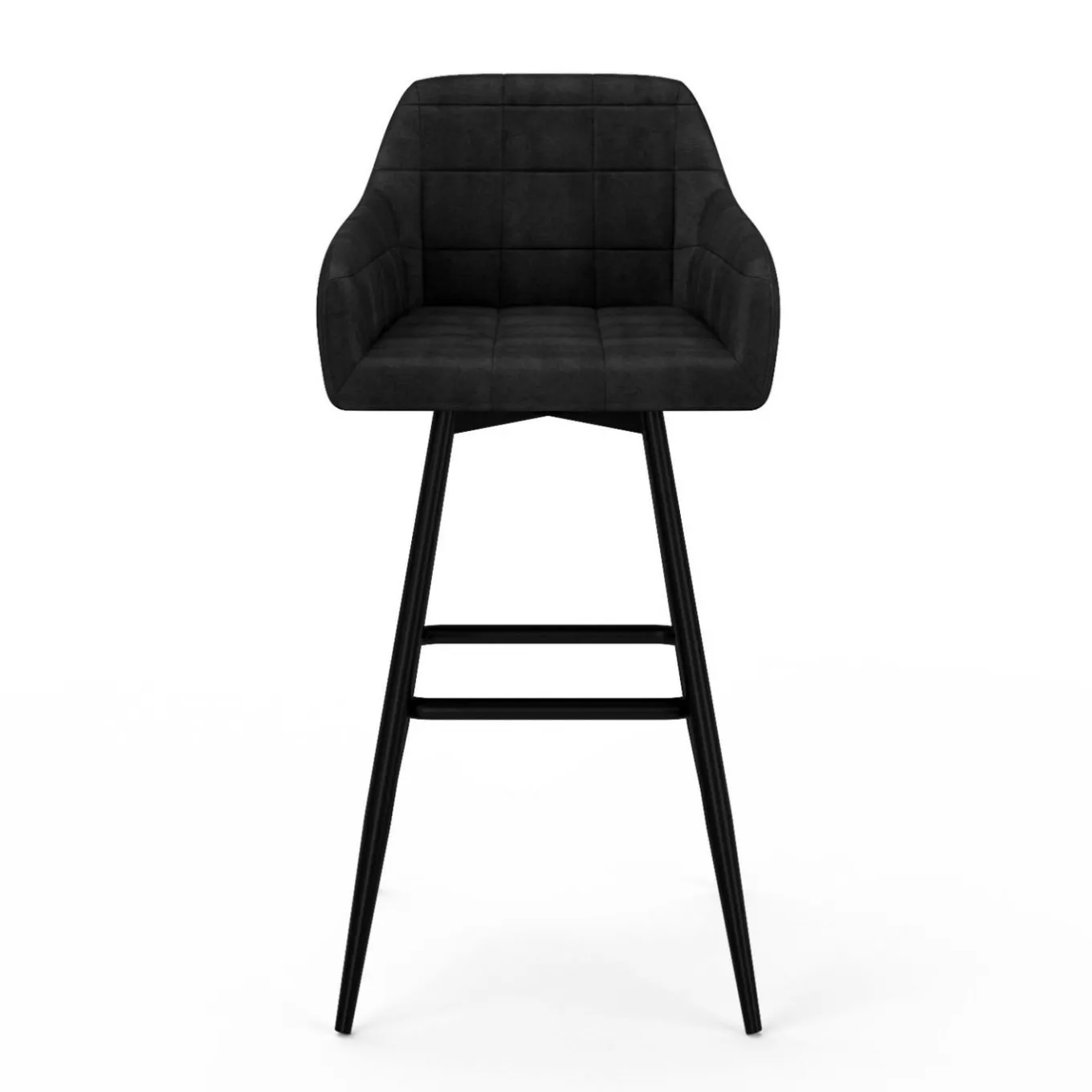 IDMarket Lot de 4 tabourets de bar en velours noir avec accoudoirs* Collection Vintage|Tabourets De Bar