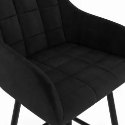 IDMarket Lot de 4 tabourets de bar en velours noir avec accoudoirs* Collection Vintage|Tabourets De Bar