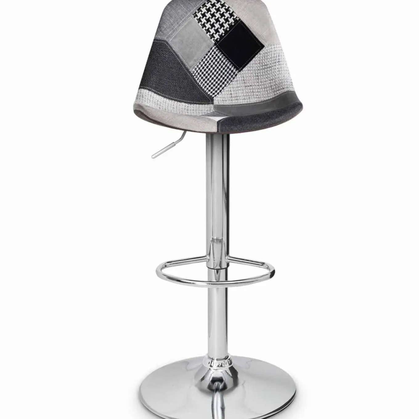 IDMarket Lot de 2 tabourets de bar design pied chromé assise patchwork noir, gris et blanc* Collection Contemporaine|Tabourets De Bar