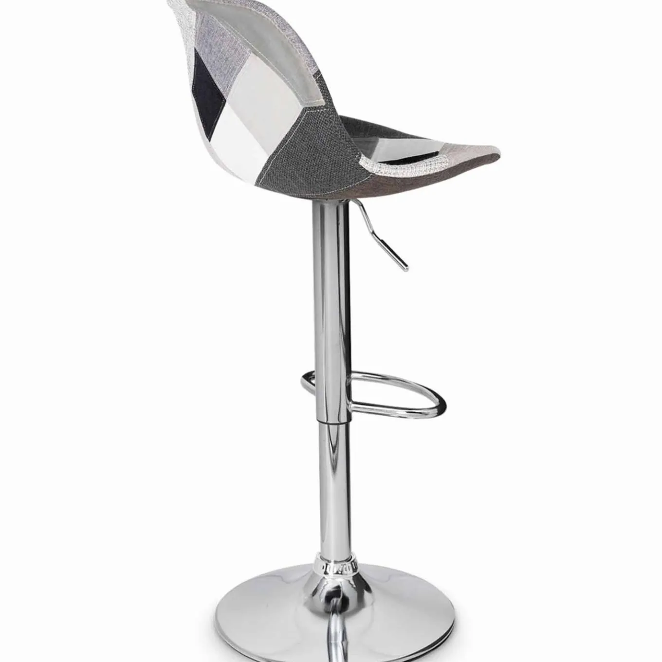 IDMarket Lot de 2 tabourets de bar design pied chromé assise patchwork noir, gris et blanc* Collection Contemporaine|Tabourets De Bar