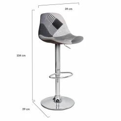 IDMarket Lot de 2 tabourets de bar design pied chromé assise patchwork noir, gris et blanc* Collection Contemporaine|Tabourets De Bar