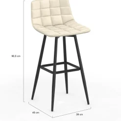 IDMarket Lot de 4 tabourets de bar beige et confortable* Tabourets De Bar|Chaises De Bar