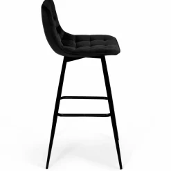 IDMarket Lot de 4 tabourets de bar en velours noir* Collection Vintage|Collection Moderne