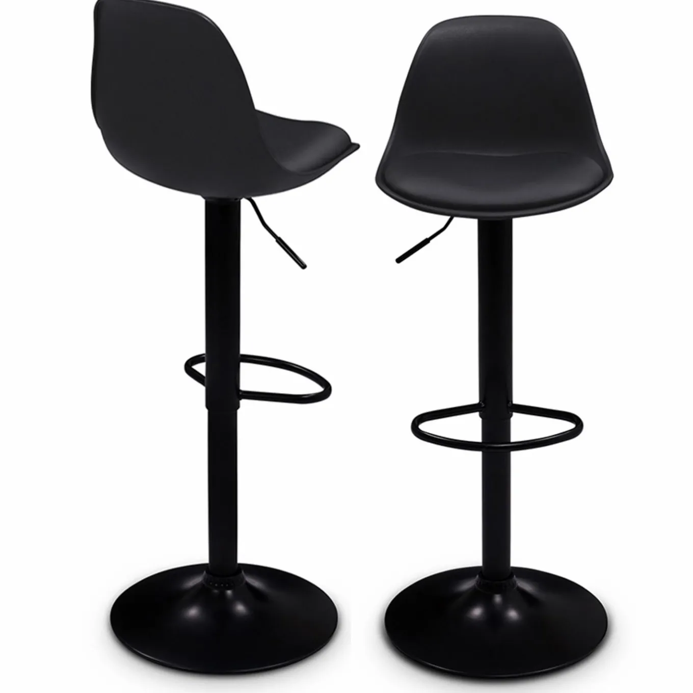 IDMarket Lot de 2 tabourets de bar noir réglables* Collection Contemporaine|Tabourets De Bar