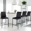 IDMarket Lot de 4 tabourets de bar en PVC noir rembourrés* Collection Contemporaine|Tabourets De Bar