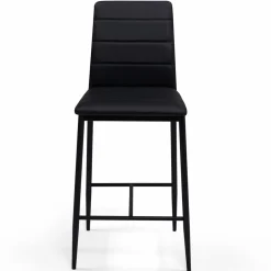 IDMarket Lot de 4 tabourets de bar en PVC noir rembourrés* Collection Contemporaine|Tabourets De Bar