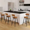 IDMarket Lot de 4 tabourets de bar effet cuir marron et pieds métal* Collection Vintage|Cuisine Complète