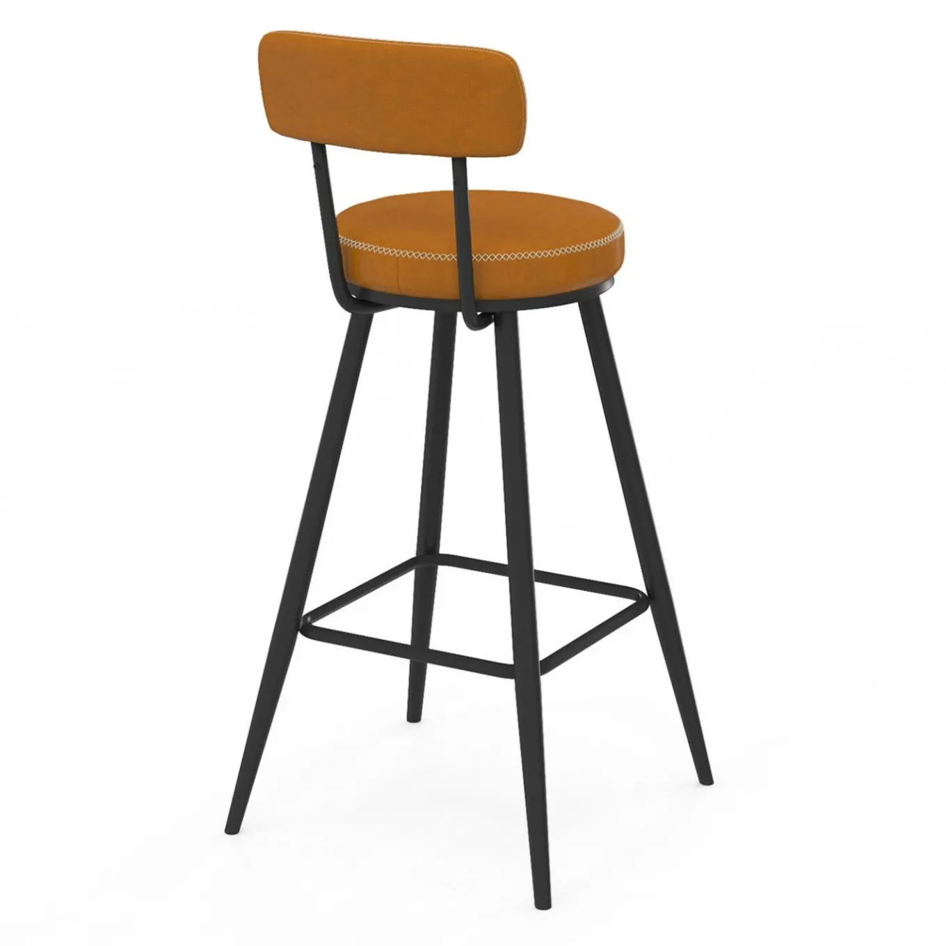 IDMarket Lot de 4 tabourets de bar effet cuir marron et pieds métal* Collection Vintage|Cuisine Complète