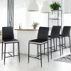 IDMarket Lot de 4 tabourets de bar en PVC noir avec bande blanche* Collection Moderne|Tabourets De Bar