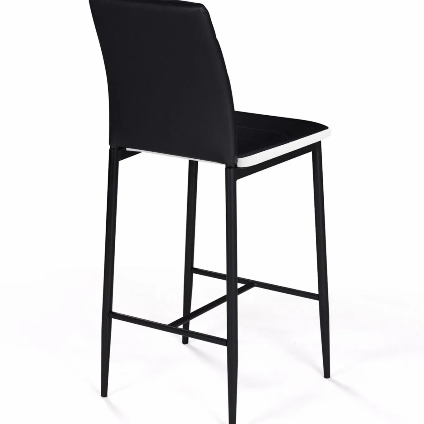 IDMarket Lot de 4 tabourets de bar en PVC noir avec bande blanche* Collection Moderne|Tabourets De Bar