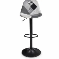 IDMarket Lot de 4 tabourets de bar design patchworks noir, gris et blanc* Collection Contemporaine|Tabourets De Bar