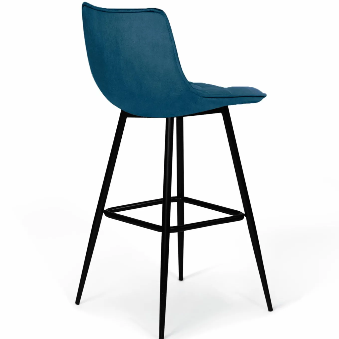 IDMarket Lot de 4 tabourets en velours bleu canard matelassé* Collection Vintage|Collection Moderne