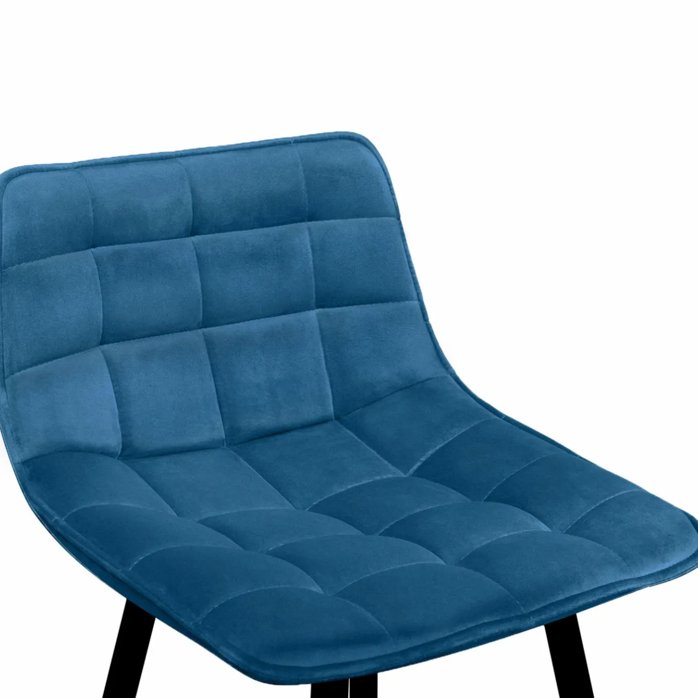 IDMarket Lot de 4 tabourets en velours bleu canard matelassé* Collection Vintage|Collection Moderne