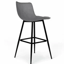 IDMarket Lot de 4 tabourets gris clair en velours matelassé* Collection Vintage|Collection Moderne