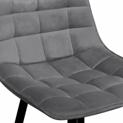 IDMarket Lot de 4 tabourets gris clair en velours matelassé* Collection Vintage|Collection Moderne