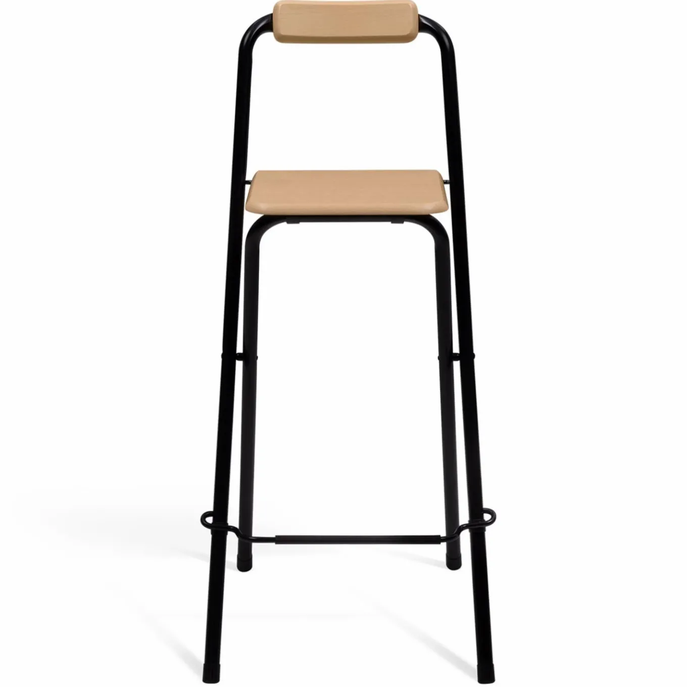 IDMarket Lot de 4 tabourets hauts pliants industriels noir et bois* Tabourets De Bar|Chaises De Bar