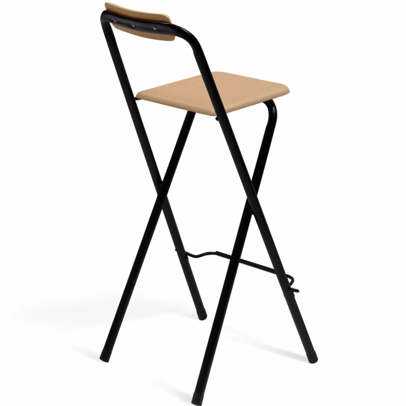 IDMarket Lot de 4 tabourets hauts pliants industriels noir et bois* Tabourets De Bar|Chaises De Bar