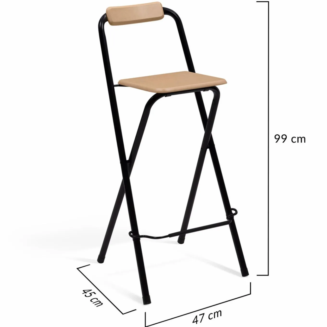 IDMarket Lot de 4 tabourets hauts pliants industriels noir et bois* Tabourets De Bar|Chaises De Bar