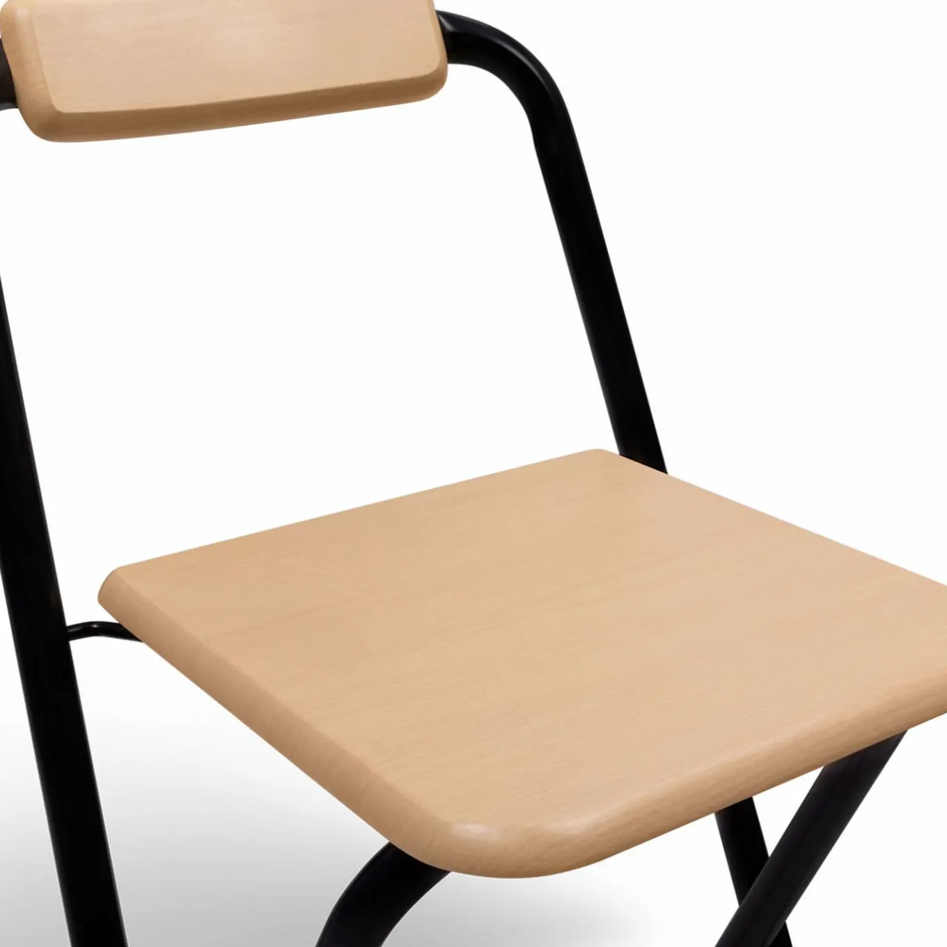 IDMarket Lot de 4 tabourets hauts pliants industriels noir et bois* Tabourets De Bar|Chaises De Bar