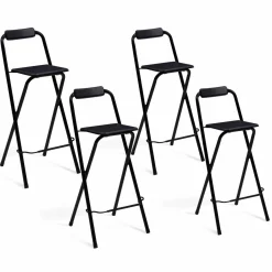 IDMarket Lot de 4 tabourets hauts pliants noirs* Collection Contemporaine|Tabourets De Bar