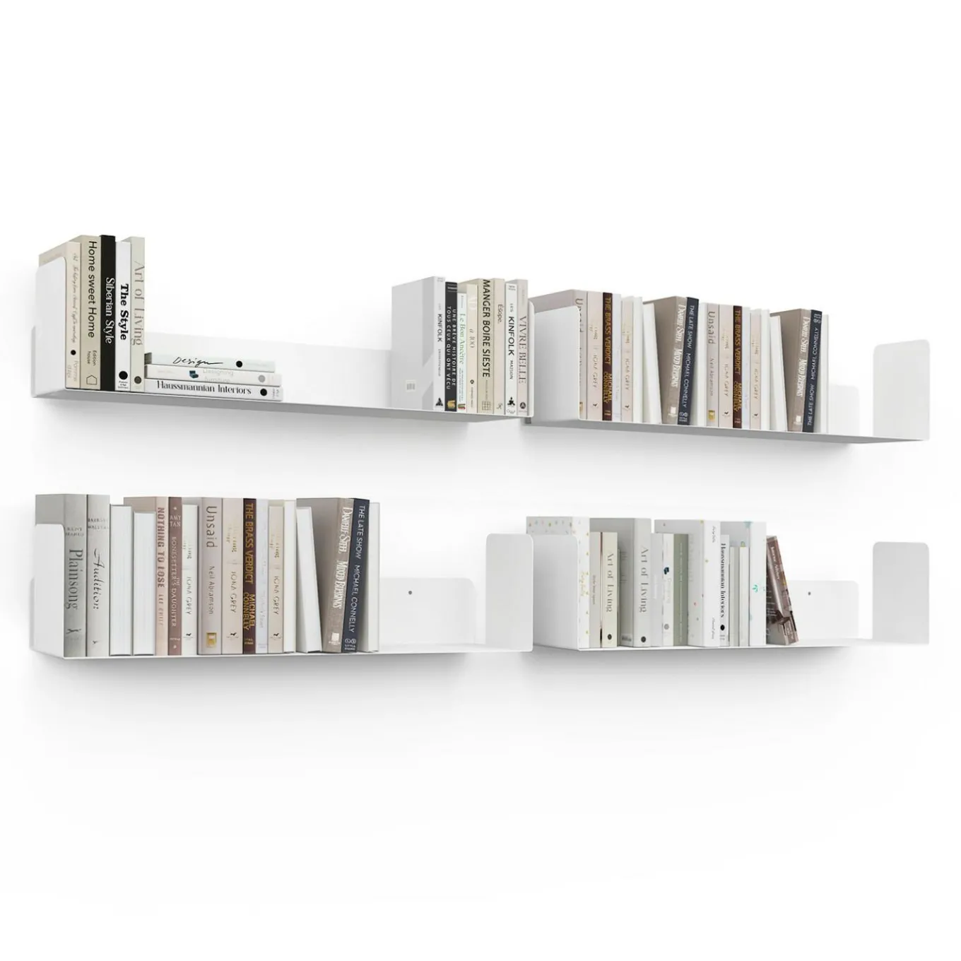 IDMarket Lot de 4 étagères blanches 60x15 cm pour livres* Etagères|Collection Industrielle