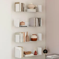 IDMarket Lot de 4 étagères blanches 60x15 cm pour livres* Etagères|Collection Industrielle