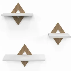 IDMarket Lot de 3 étagères murales couleur hêtre et blanc* Etagères