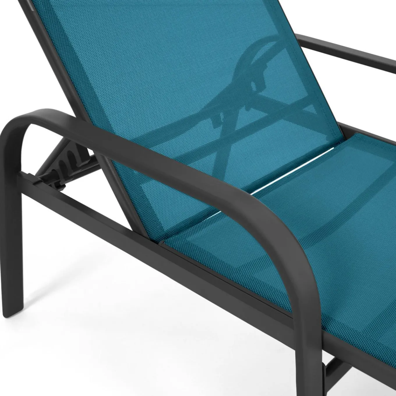 IDMarket Lot de 2 transats de jardin inclinables toile bleu canard et acier gris anthracite* Bains De Soleil|Fauteuils De Jardin