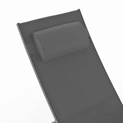 IDMarket Lot de 2 transats de jardin inclinables en acier avec coussin et toile gris anthracite* Bains De Soleil|Fauteuils De Jardin