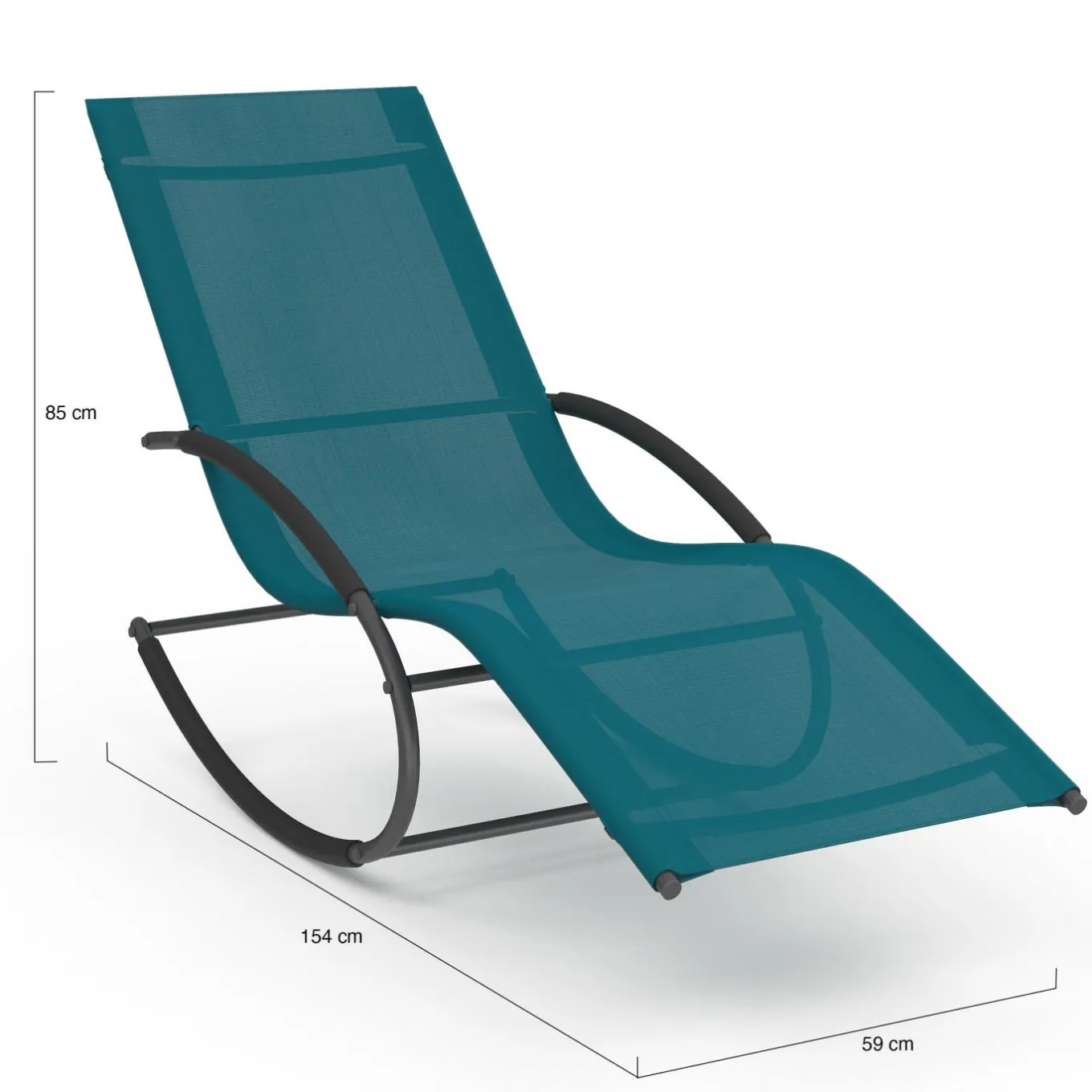 IDMarket Lot de 2 transats de jardin à bascule gris anthracite et toile bleu canard* Bains De Soleil|Fauteuils De Jardin