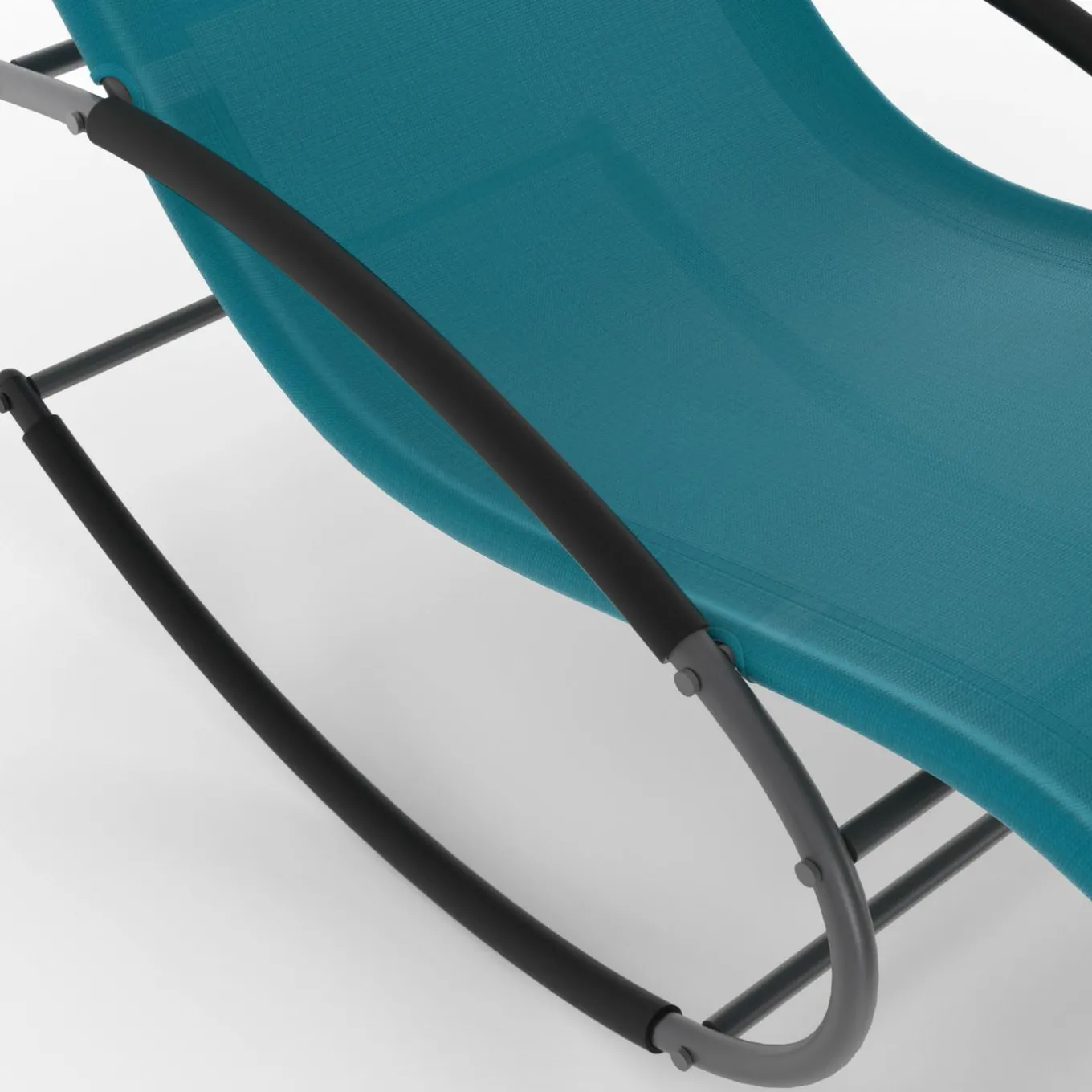 IDMarket Lot de 2 transats de jardin à bascule gris anthracite et toile bleu canard* Bains De Soleil|Fauteuils De Jardin