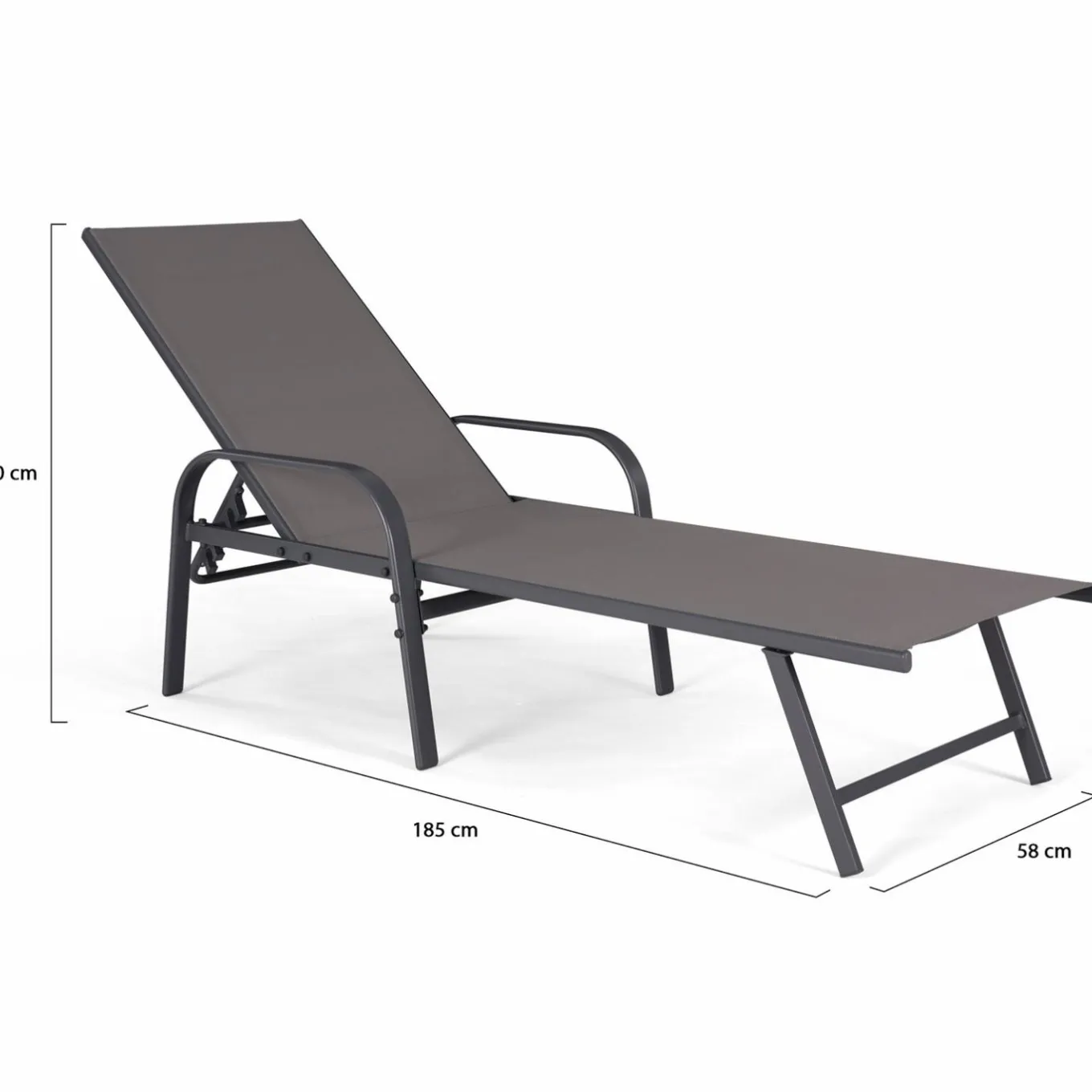 IDMarket Lot de 2 transats inclinables pour jardin en acier gris et toile grise* Bains De Soleil|Fauteuils De Jardin