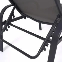 IDMarket Lot de 2 transats inclinables pour jardin en acier gris et toile grise* Bains De Soleil|Fauteuils De Jardin