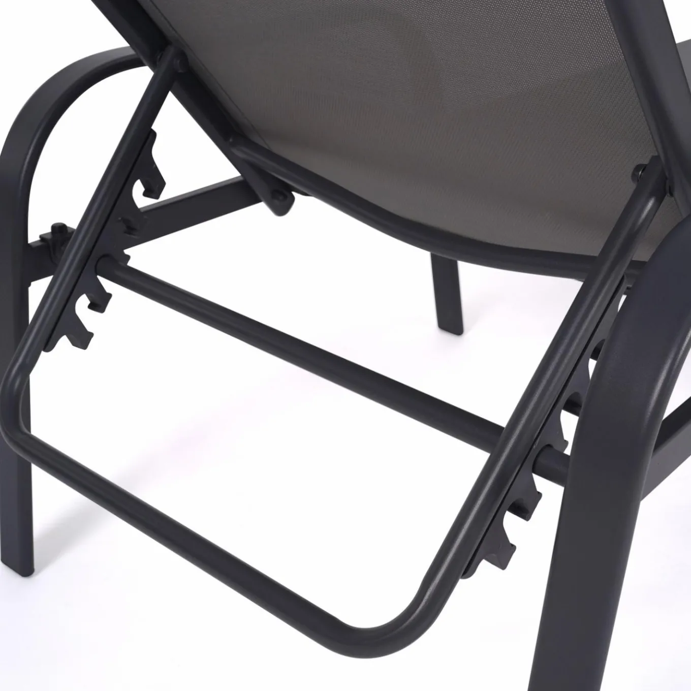 IDMarket Lot de 2 transats inclinables pour jardin en acier gris et toile grise* Bains De Soleil|Fauteuils De Jardin