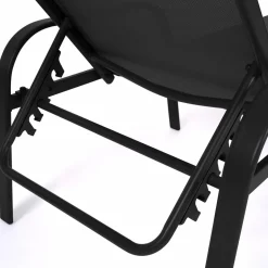 IDMarket Lot de 2 transats inclinables pour jardin en acier noir et toile grise* Bains De Soleil|Fauteuils De Jardin