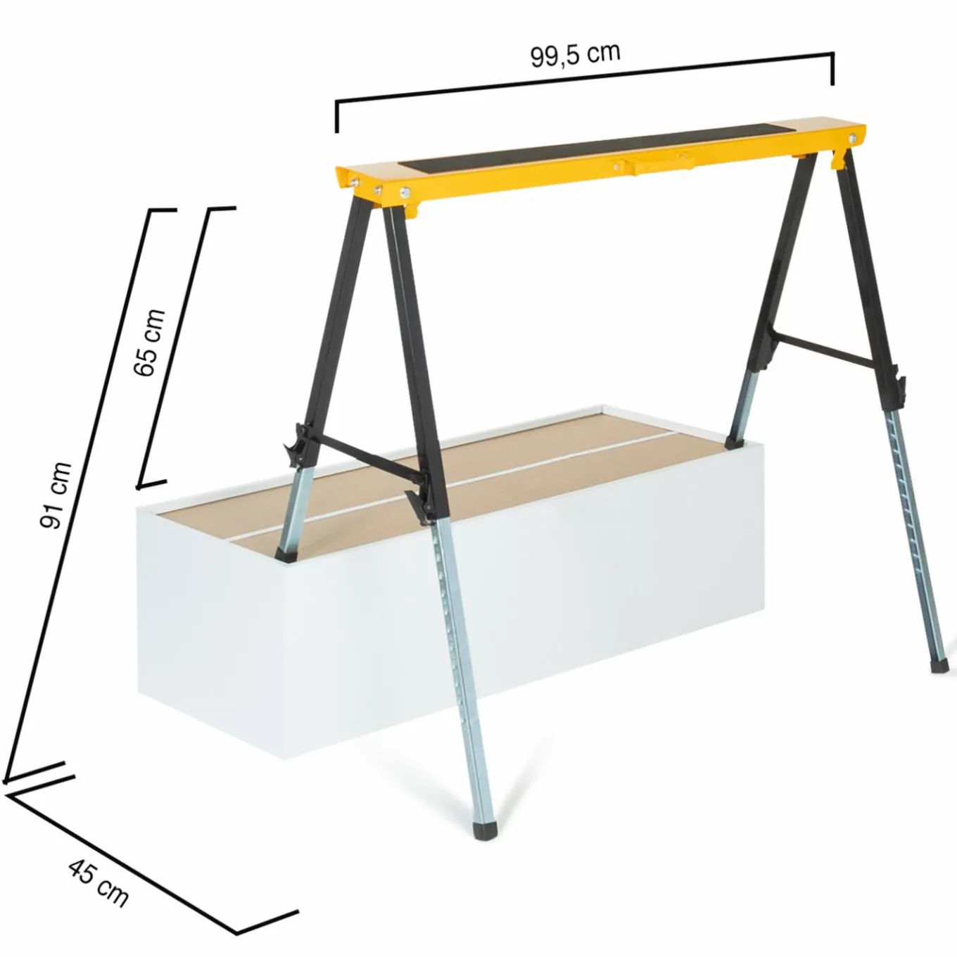 IDMarket Lot de 2 tréteaux pliables avec plateau antiglisse* Outillage Et Accessoires Bricolage|Meubles Bricolage Et Rayonnage