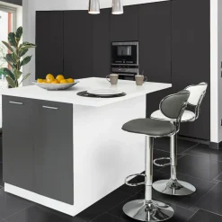 IDMarket Îlot de cuisine blanc et gris 120 cm* Meubles Hauts|Collection Design