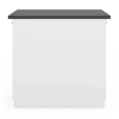 IDMarket Îlot de cuisine blanc et plateau gris anthracite* Meubles Hauts|Meubles Blancs