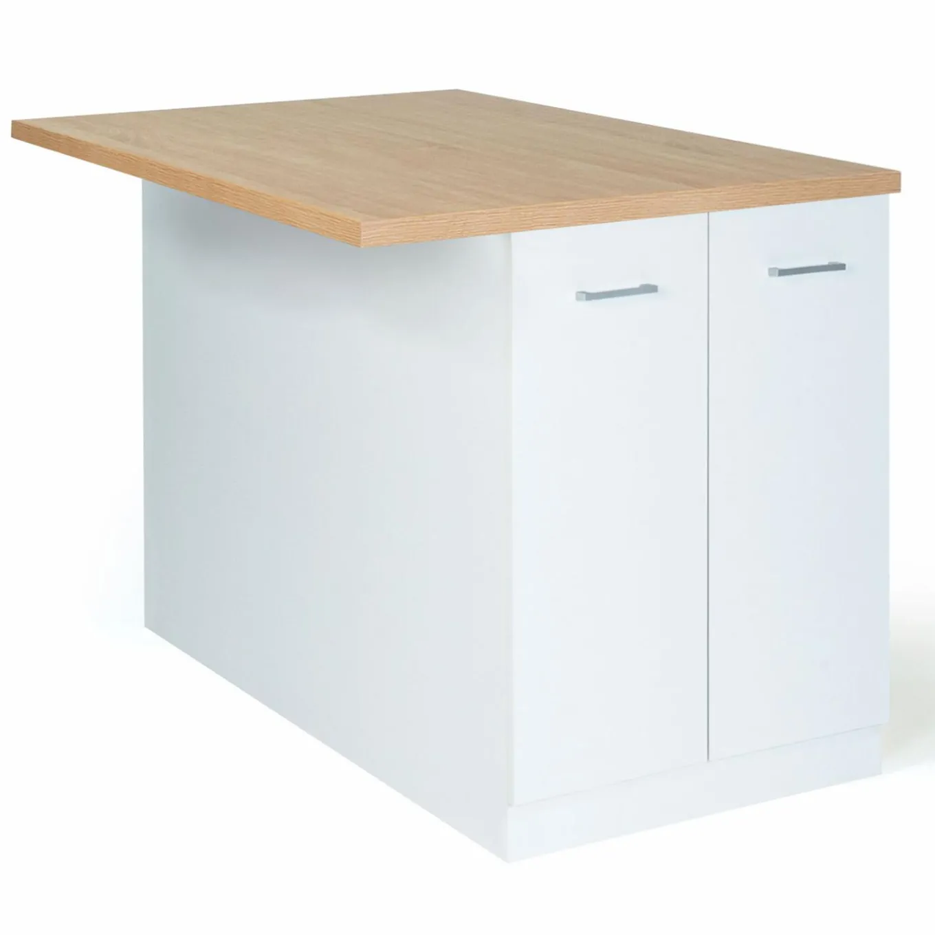 IDMarket Îlot de cuisine blanc et plateau façon hêtre 100 cm* Collection Design|Collection Moderne
