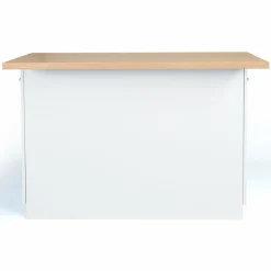 IDMarket Îlot de cuisine blanc et plateau façon hêtre 100 cm* Collection Design|Collection Moderne